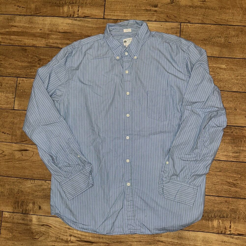 J.Crew Tailored Fit Washed Casual Long Sleeve Button Up Shirt Blue XL
